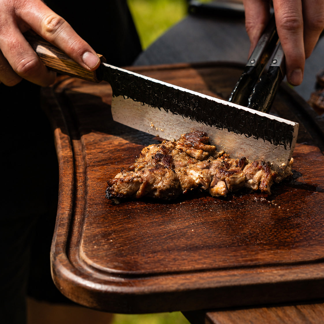 Nakiri knife in Damascus steel