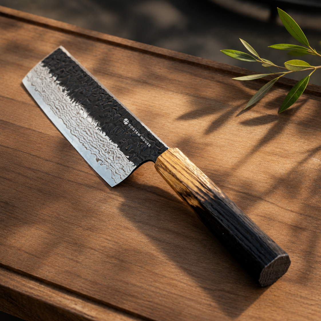 Nakiri-Messer aus Damaszenerstahl