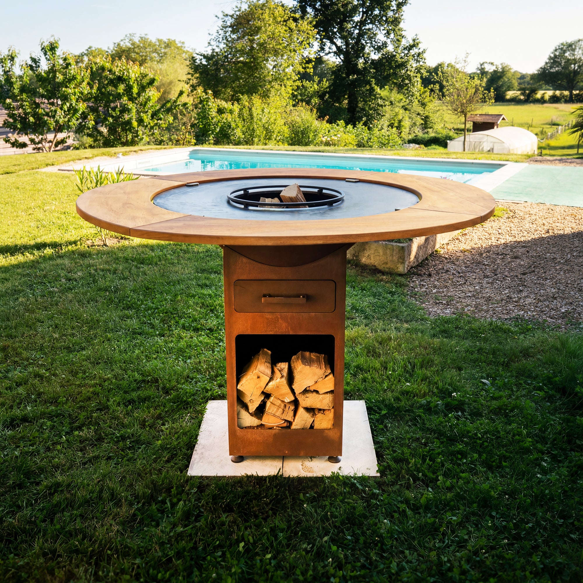 Teak ring voor vuurschaal